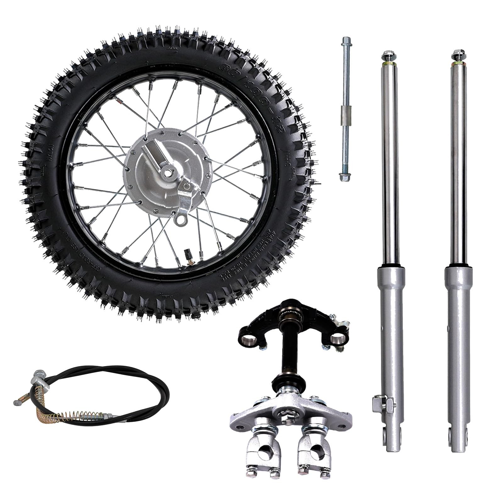 520mm Dirt Bike Front Forks with Triple Tree Clamp and 60/100-12 Wheel Kit