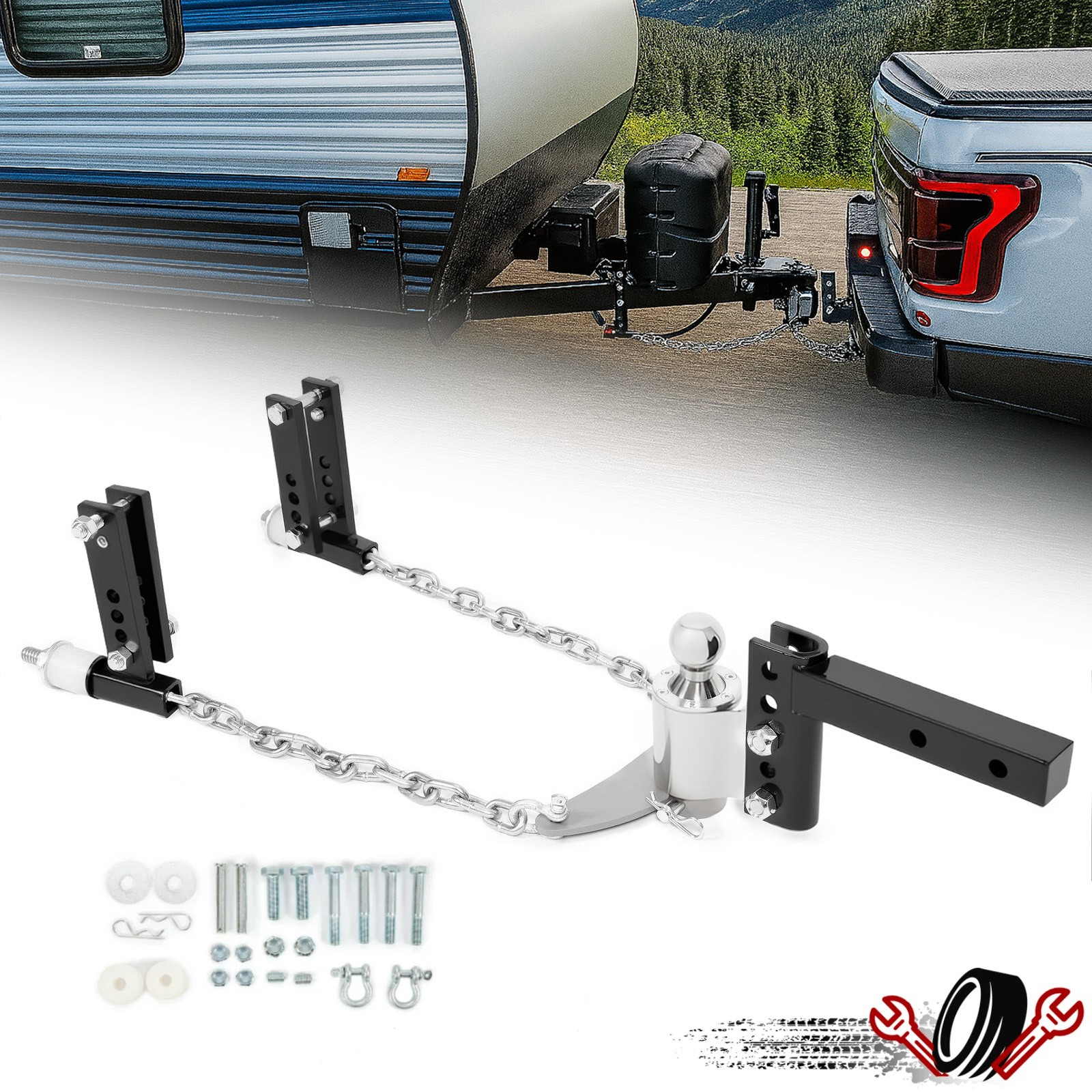 14K Trailer Weight Distribution Hitch & Sway & Drop Shank & 2-5/16 in Ball steel