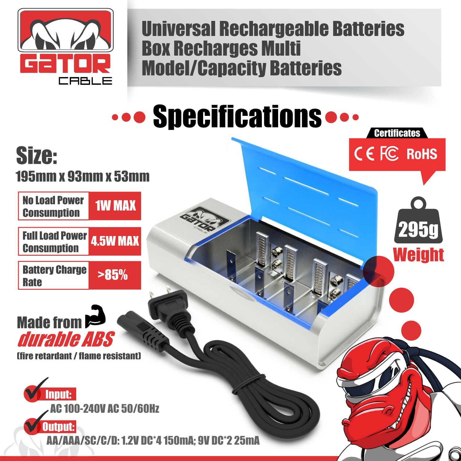 Rechargeable Batteries Charger Universal For AA AAA C D 9V Ni-MH Ni-CD Battery