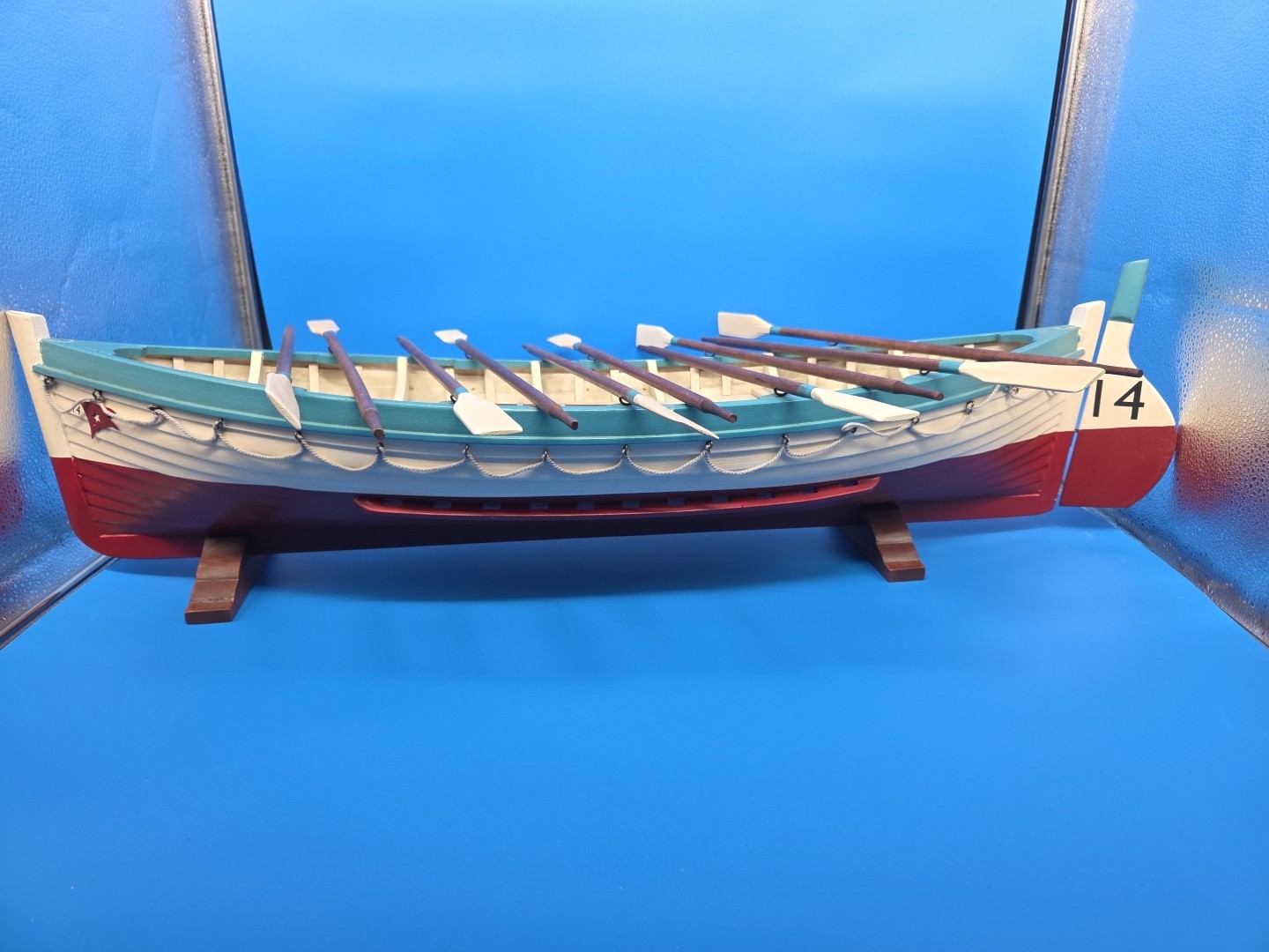 Vintage RMS Titanic Lifeboat No. 14 Replica 32" Wooden Model + Stands VERY NICE!