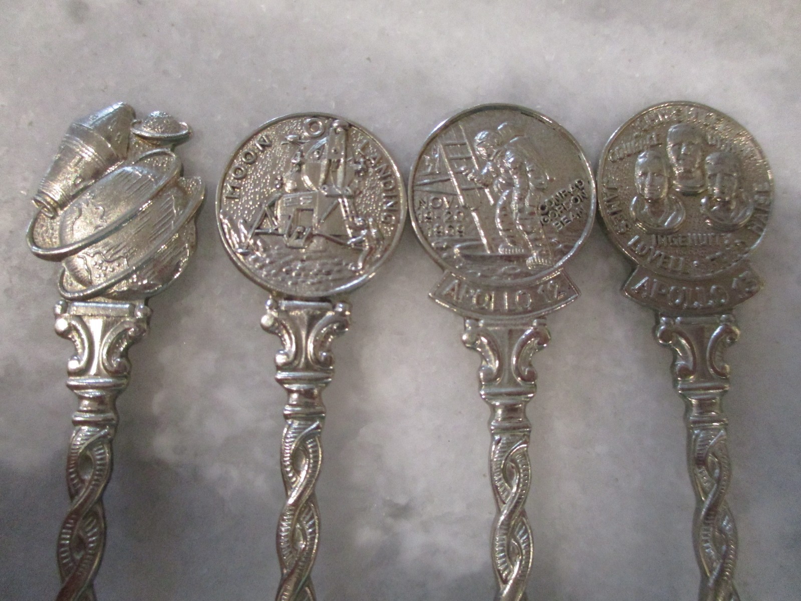 APOLLO SKYLAB MISSION SOUVENIR SPOONS SET(18) +STERLING APOLLO 11 ENAMEL-HOLLAND