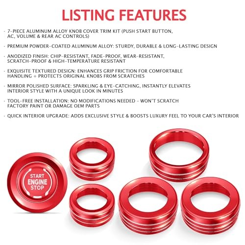 for 2024-2026 Chevy Traverse Accessories, 7PCS Premium Aluminum Decorative Red