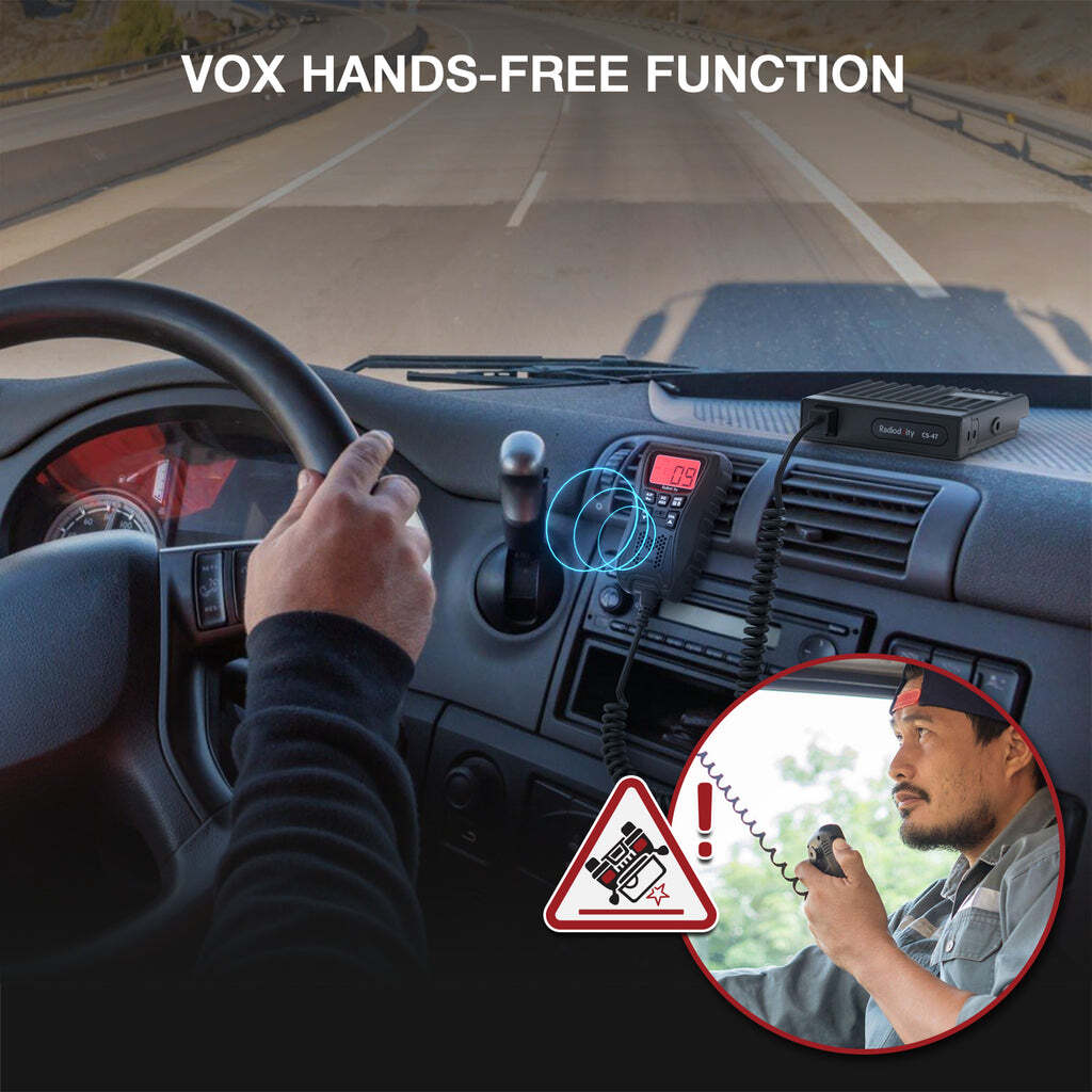 Radioddity CS-47 One Hander CB Radio, LCD Mic with Built-in Speaker, AM/FM