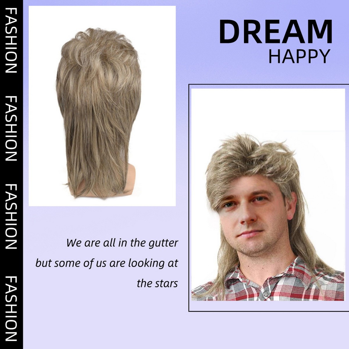 Jason Brown Mullet Wig 80's Costume Wigs for Men