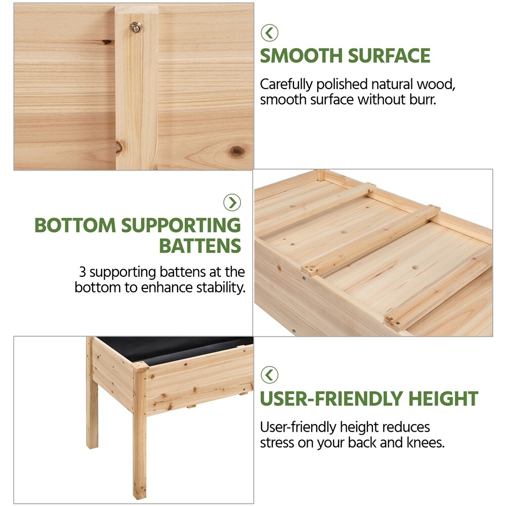 Wood Garden Raised Bed Vegetable Herb Grow Box Elevated Gardening Planter Yard