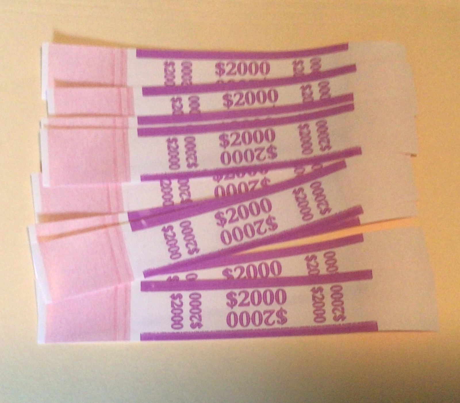 100 - $2000 Self-Adhesive Currency Straps / Bands Color Coded Money Paper