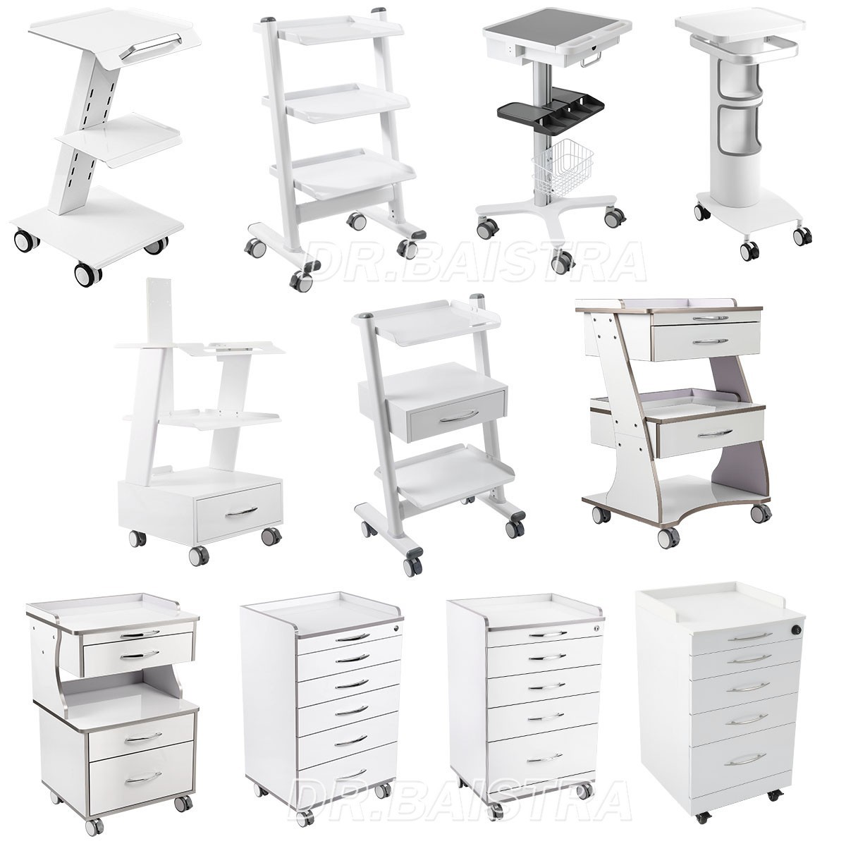 Dental Medical Mobile Cart Trolley /Rolling Cabinet Cart with Drawers Office