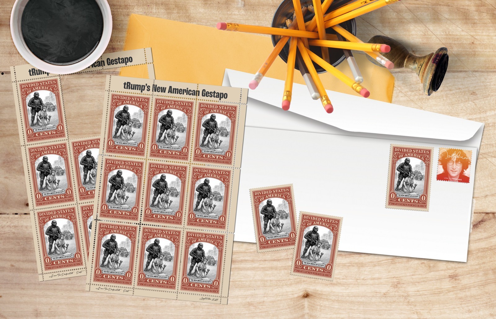 tRump's American Gestapo - Art Stamps (Artistamp, Faux Postage, REPRO) RESIST!