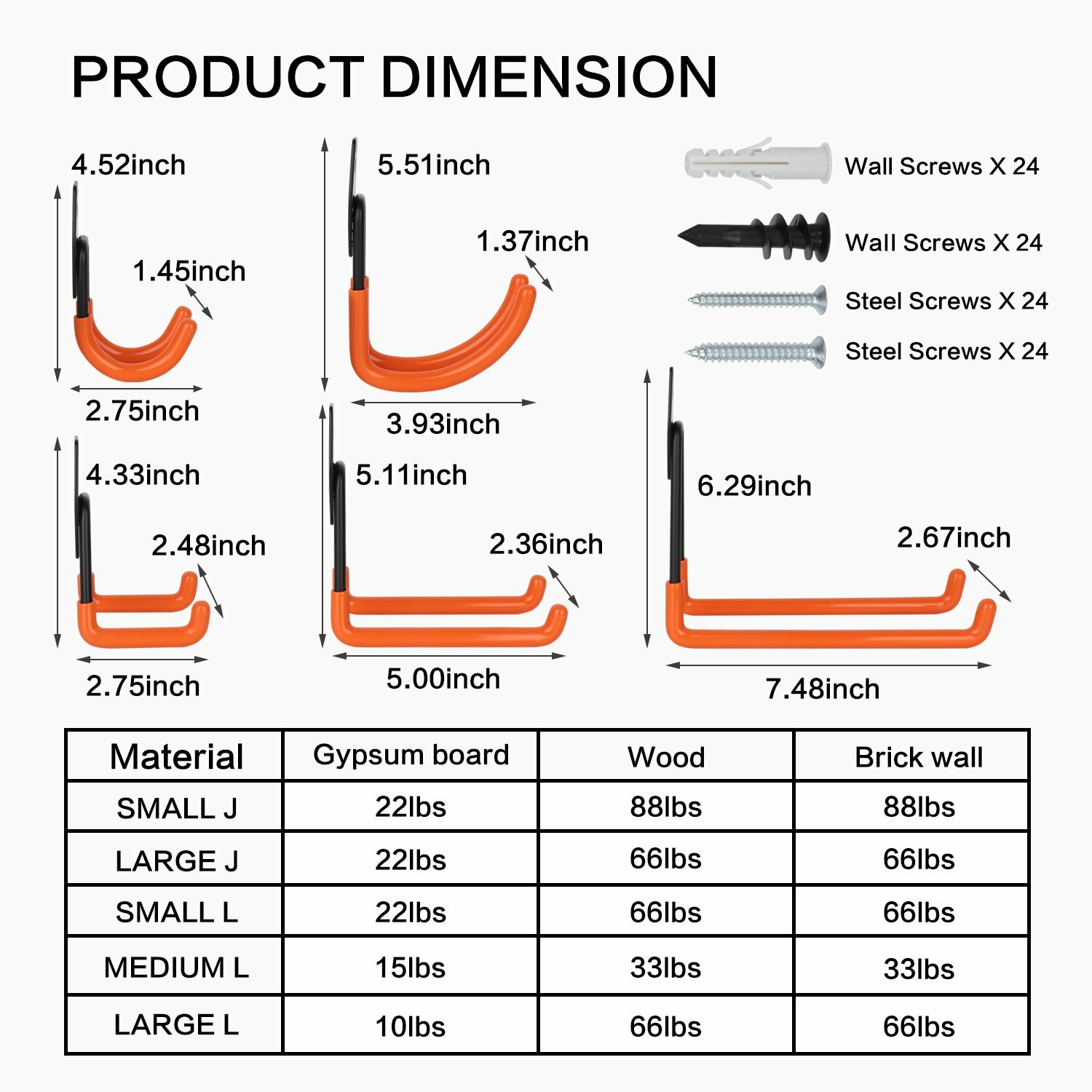 12-Pack Steel Garage Storage Utility Double Hook Wall Organizer for Garden Tools