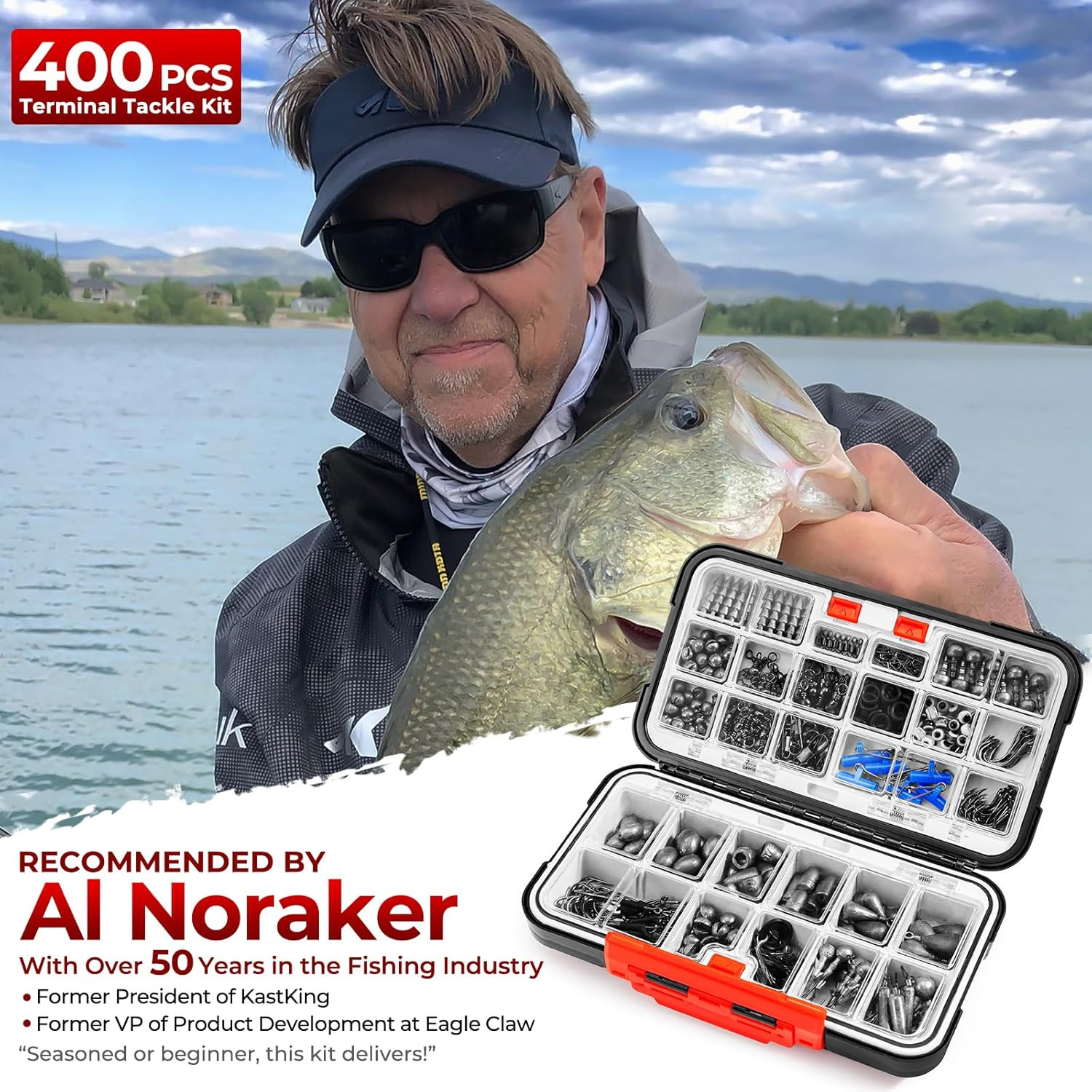 by Kastking 182/265/400Pcs Compact Fishing Tackle Kit - All-In-One Freshwater Ho