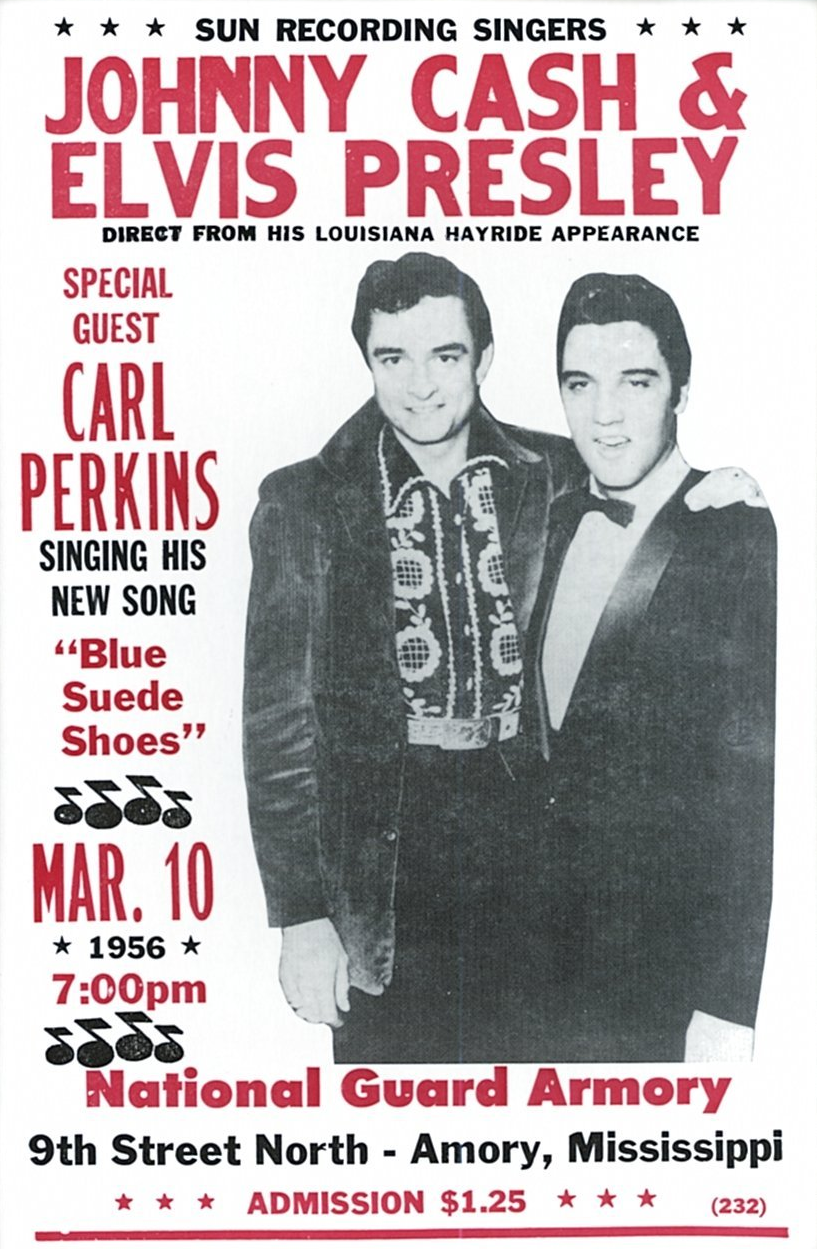1956 Johnny Cash & Elvis Presley Poster Print Hound Dog Blue Suede Shoes 🎙⭐👑🍿