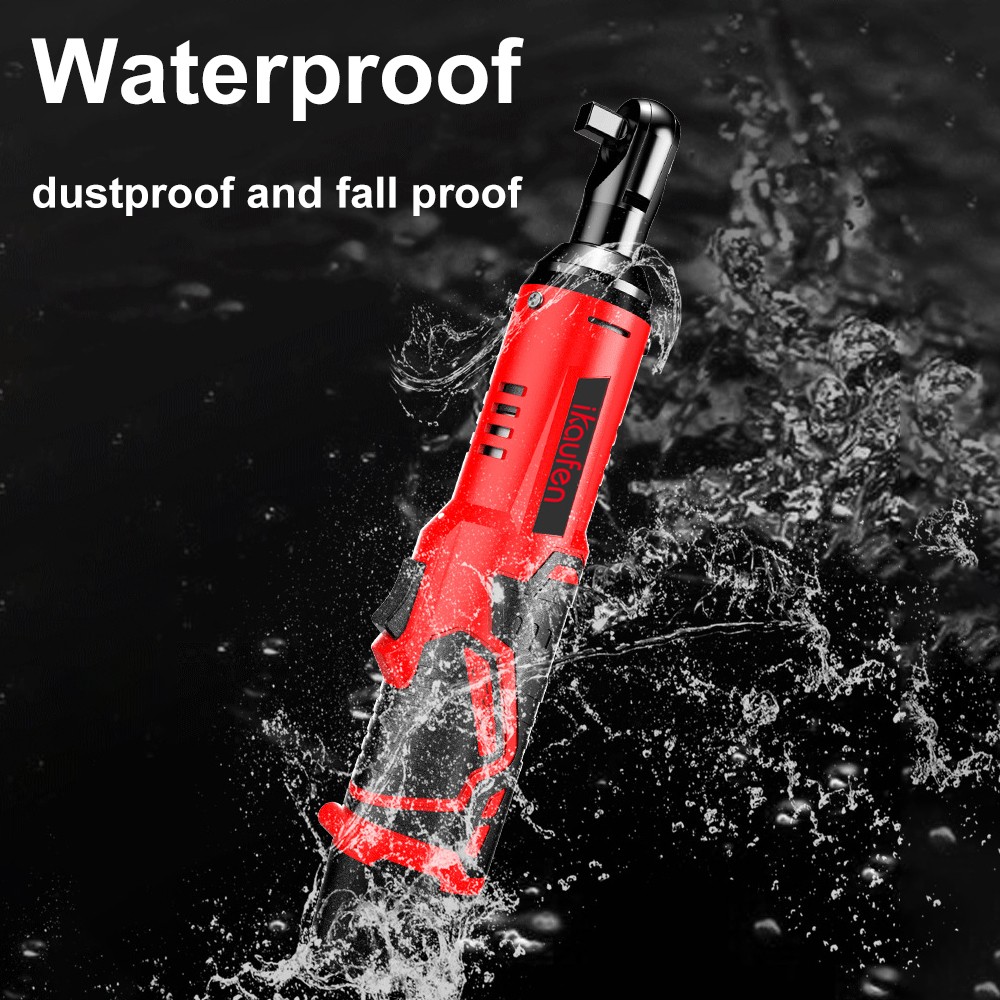 Cordless Ratchet 3/8\" Right Angle Wrench Impact Power Tool /2Battery 4Socket B4