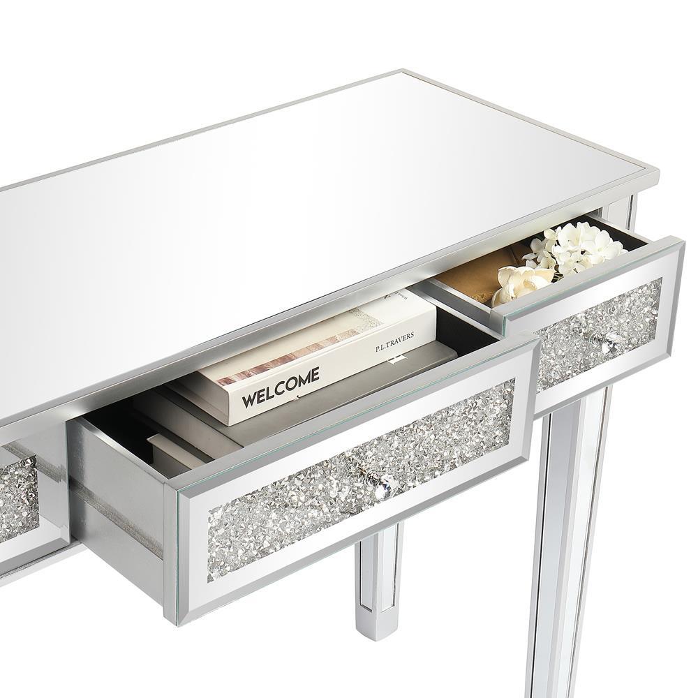 Modern Console Table Mirrored Vanity Table Makeup Desk Diamond w/ 3 Drawers