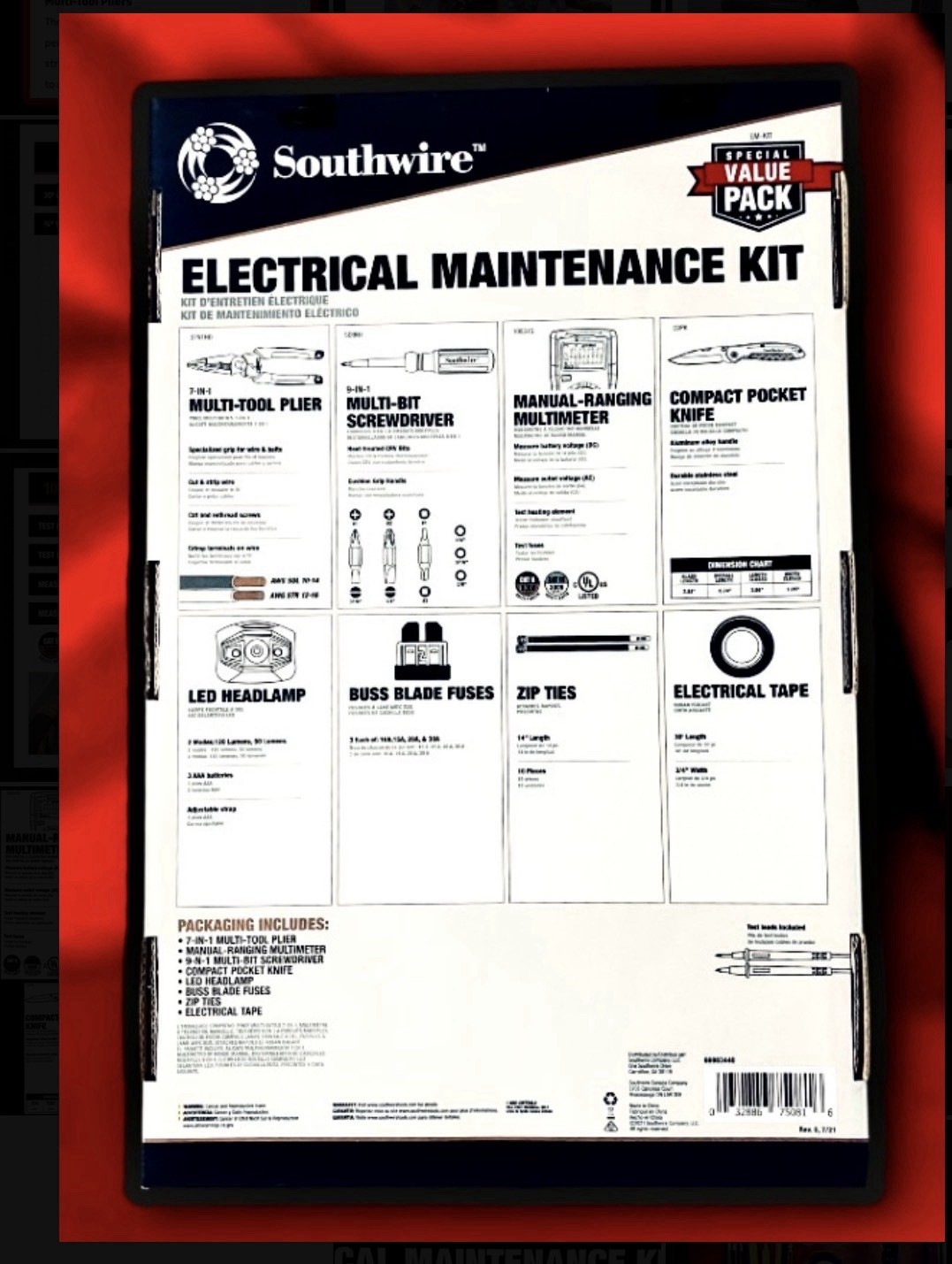 Southwire Electrical Maintenance Tool Kit Gift Set: Multimeter,fuses,lamp & More