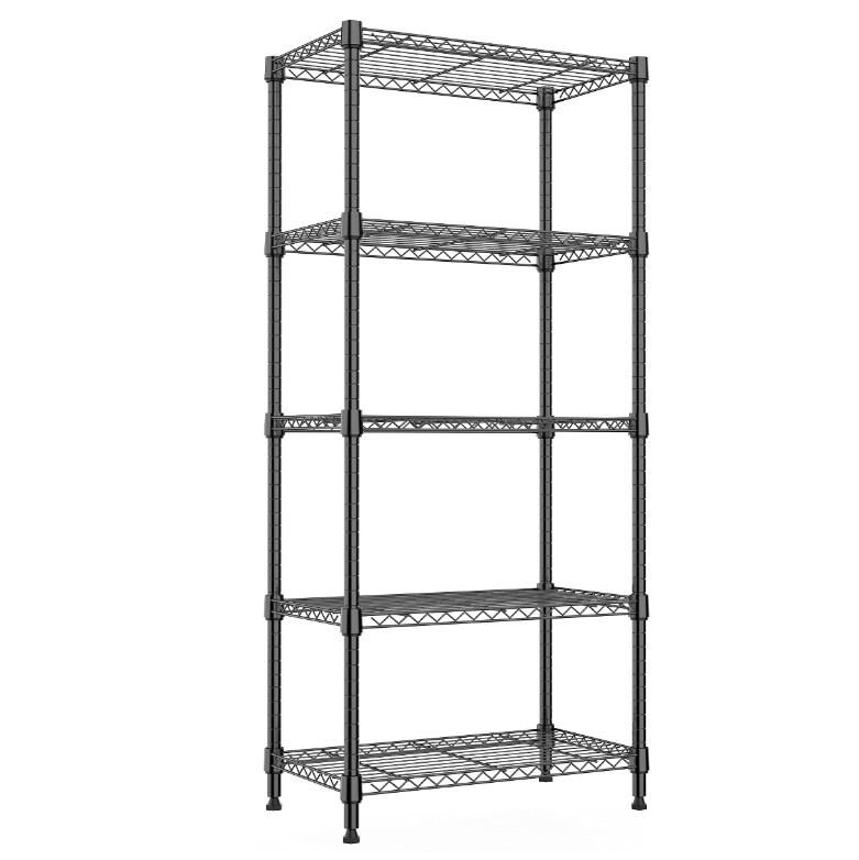 5 Shelves Adjustable Heavy Duty Storage Shelving Steel Organizer Wire Rack Black