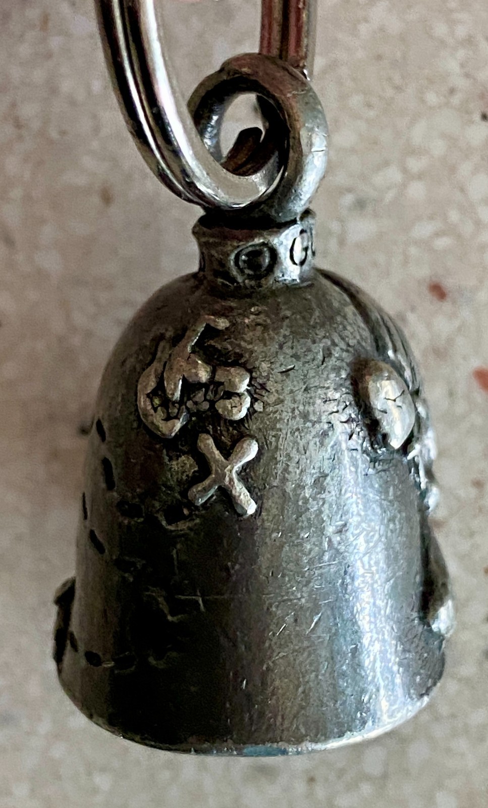 Pirate Skull Guardian Ride Bell Silver Tone Motorcycle Luck Biker