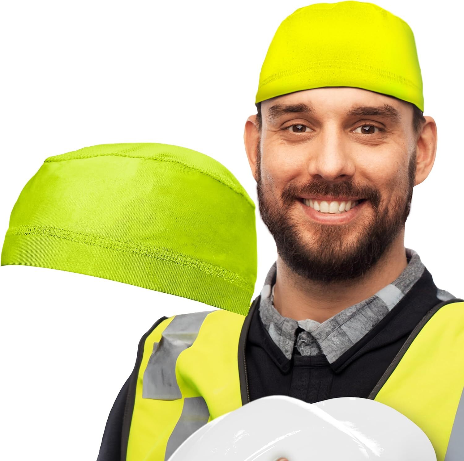 Hard Hat Liner - Skull Cap Helmet for Men. Cooling Cap, Yellow