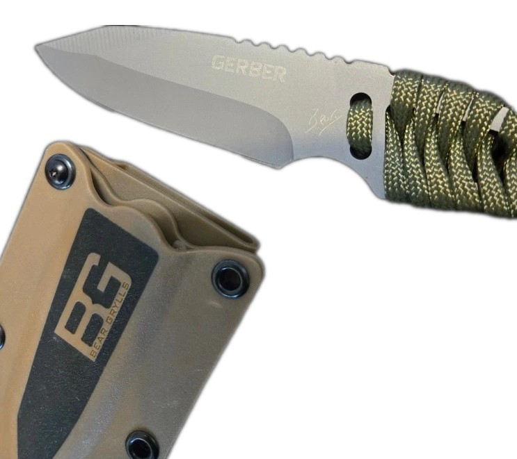 Gerber Bear Grylls Green Paracord Knife & Desert Sheath Full Tang Fixed Blade