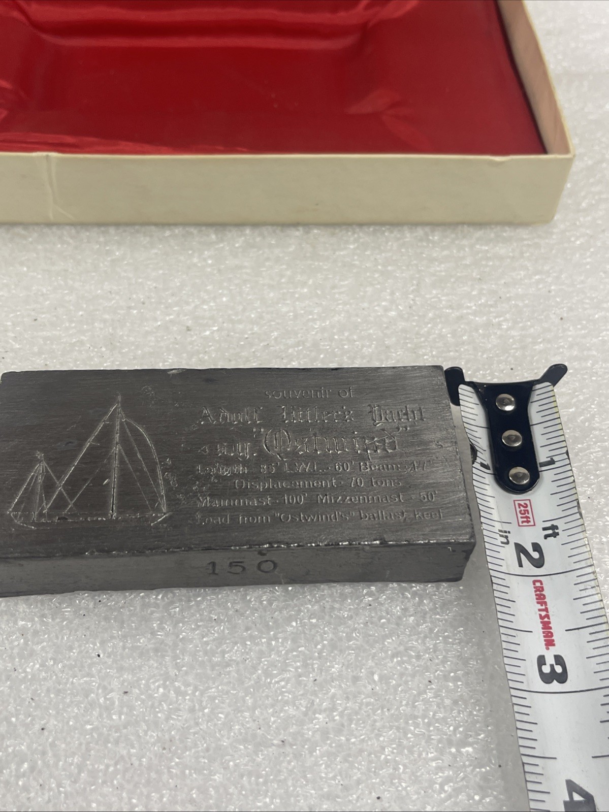 Hitler Lead Ingot S. Y. Ostwind Plaque 4” X 2”1/2" #150 With Original Box