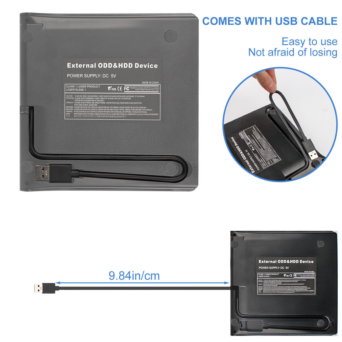 Slim Drive Disc Player External DVD Burner CD RW Writer Laptop Desktop USB 3.0