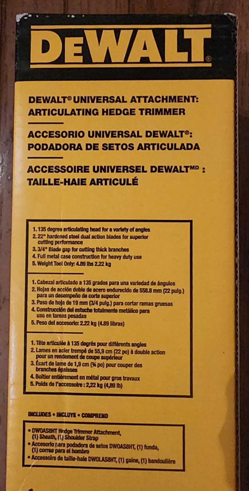 NEW DEWALT Universal Articulating Hedge And Bush Trimmer Attachment DWOAS8HT