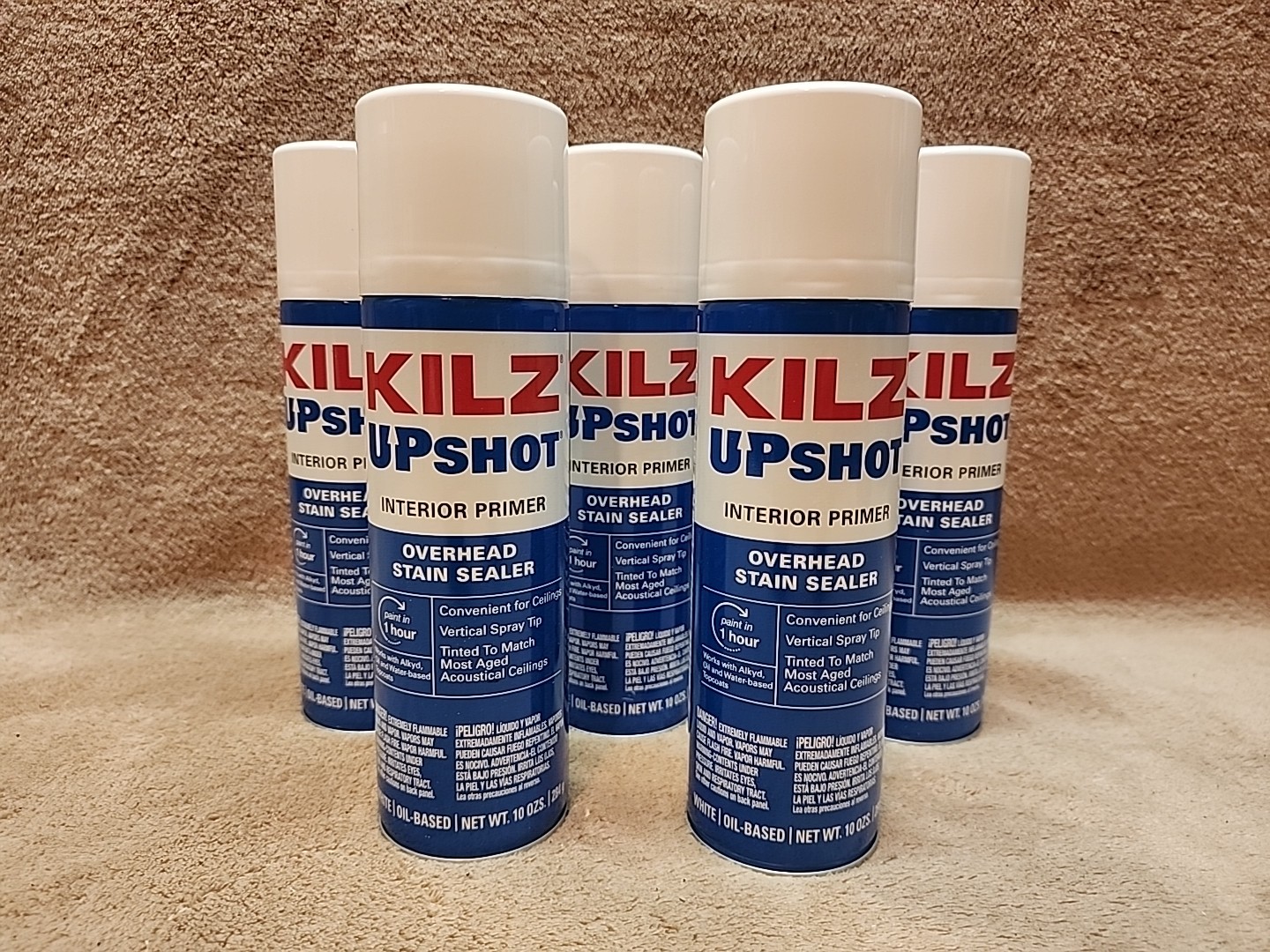 Lot of 5: KILZ UPSHOT OVERHEAD STAIN SEALER White Oil Based Primer 10oz. #11748