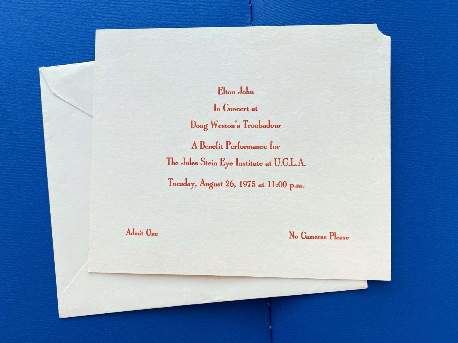 Elton John, Bernie Taupin, Signed, Five Years of Fun, 1975, +Troubadour Ticket