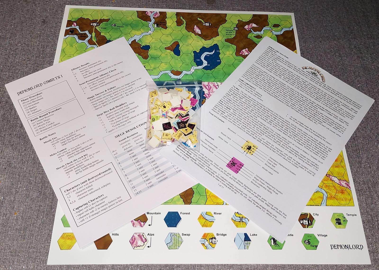 *NEW* DemonLord, Fantasy, Complete game 156 counters +Rules +Quick ref +A2 map.