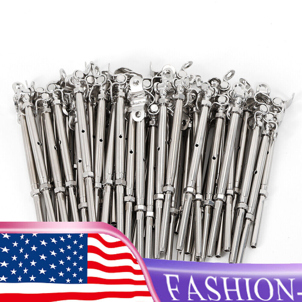 50* 3/16" T316 Stainless Steel Cable Railing Hardware Turnbuckle Tensioner Set