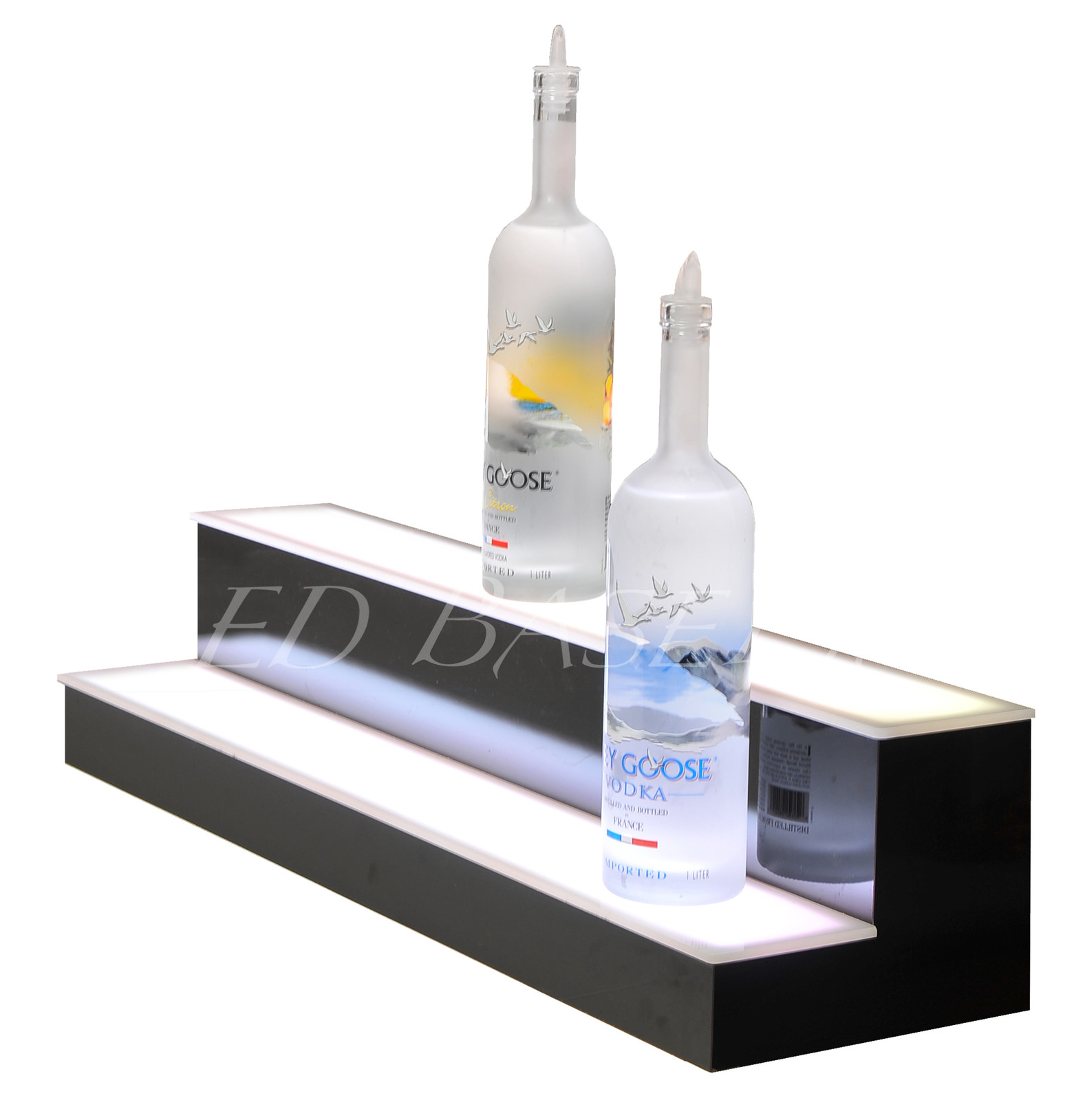 35" 2 Tier LED Lighted Back Home Bar Liquor Bottle Glowing Shelf Display Stand