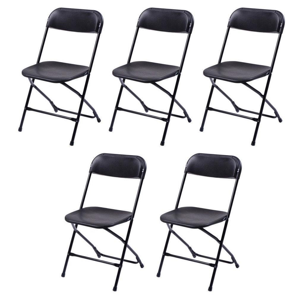 6 PCS Plastic Commercial Wedding Quality Stackable Folding Chairs Party Black