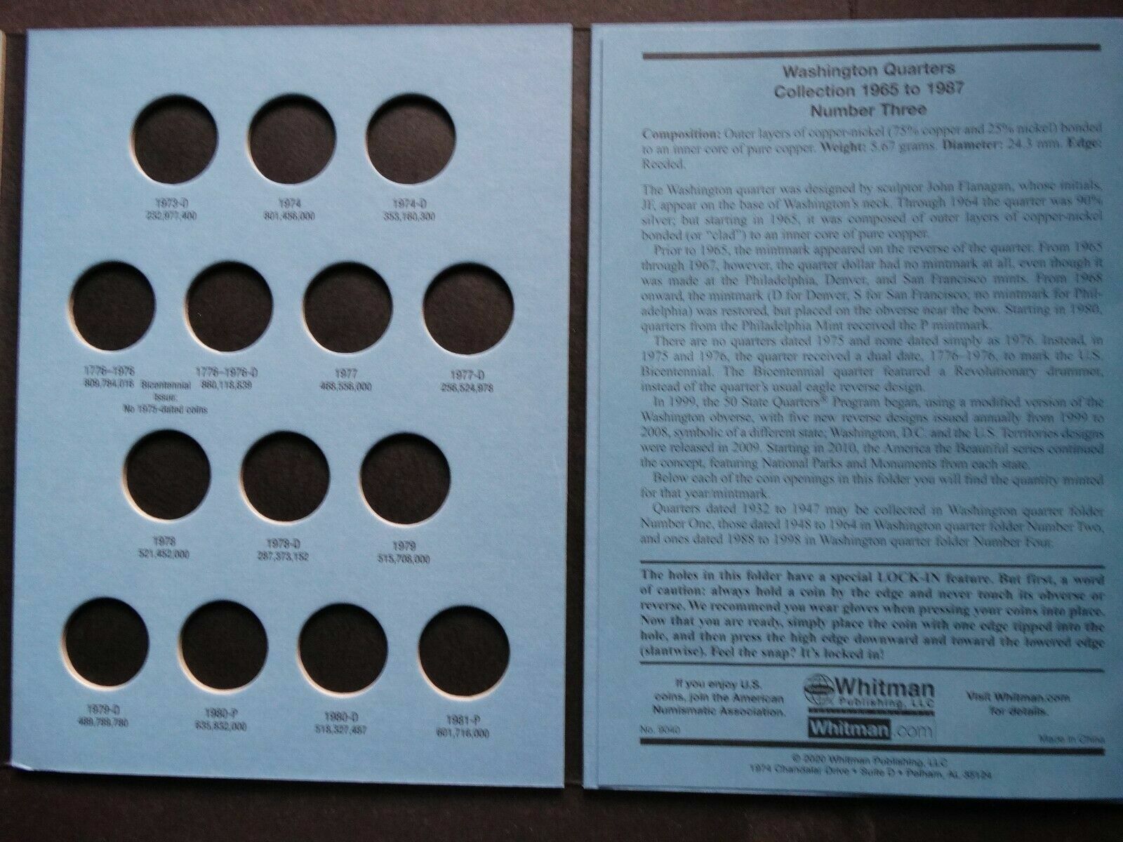 Set of 4 - Whitman Washington Quarters Coin Folders Number 1-4 1932-1998 Book