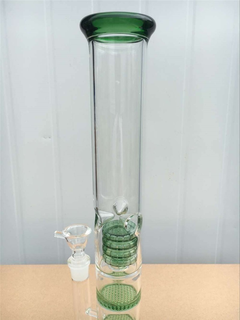 16.5" Glass Bong Hookahs Honeycomb Percolator Water Pipe Bowl for Smoking