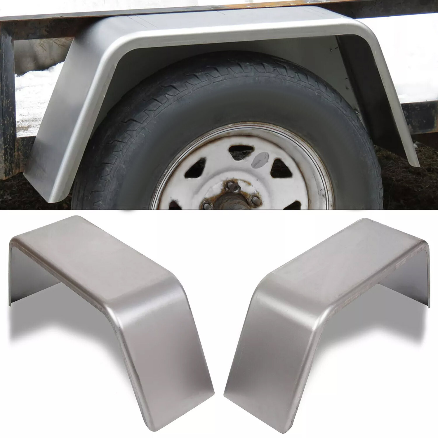 Pair of Square Single Axle Trailer Fenders For 14" 15" 16" Wheels For Cargo
