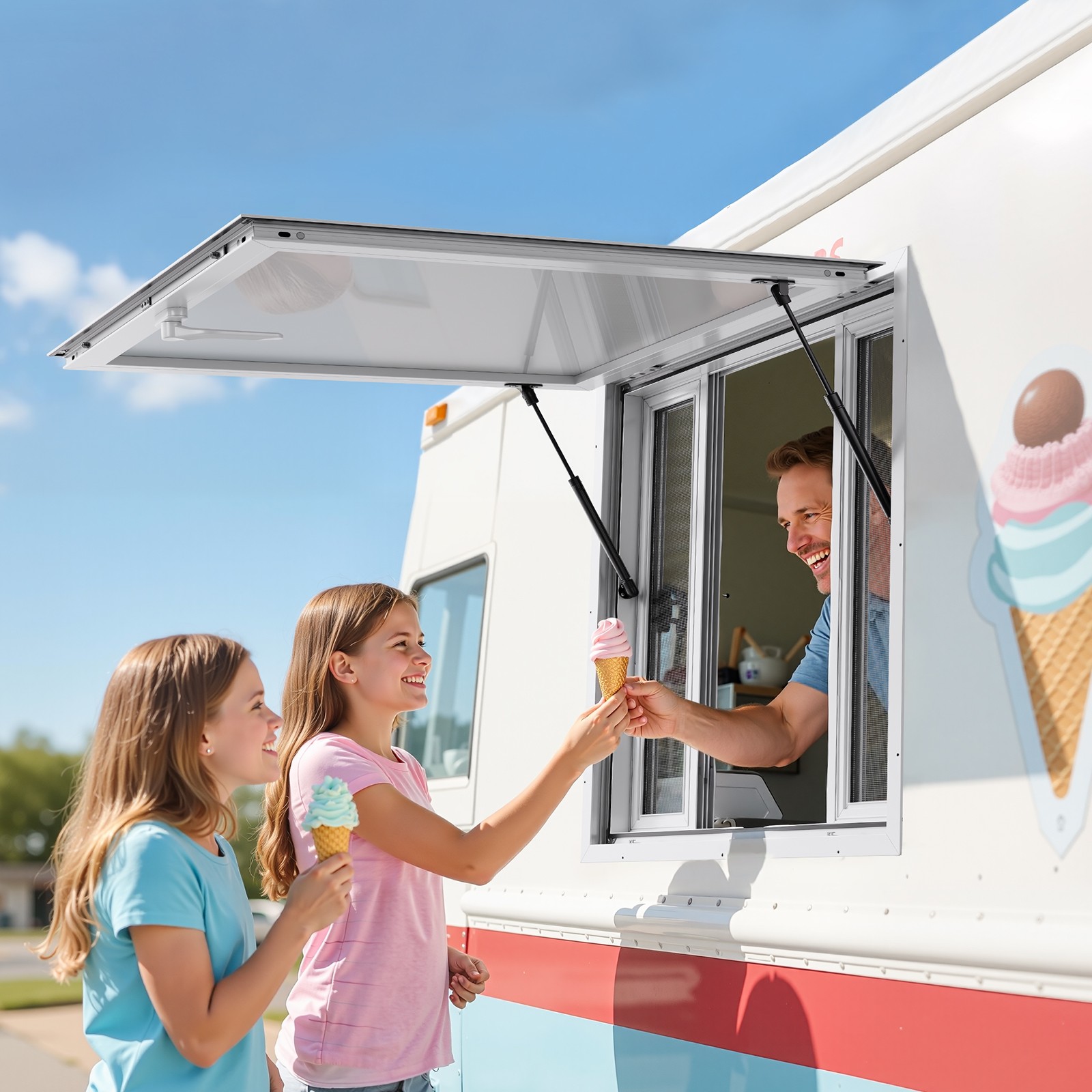 Uimoso 36x36in Aluminum Alloy Food Truck Service Window with Awning