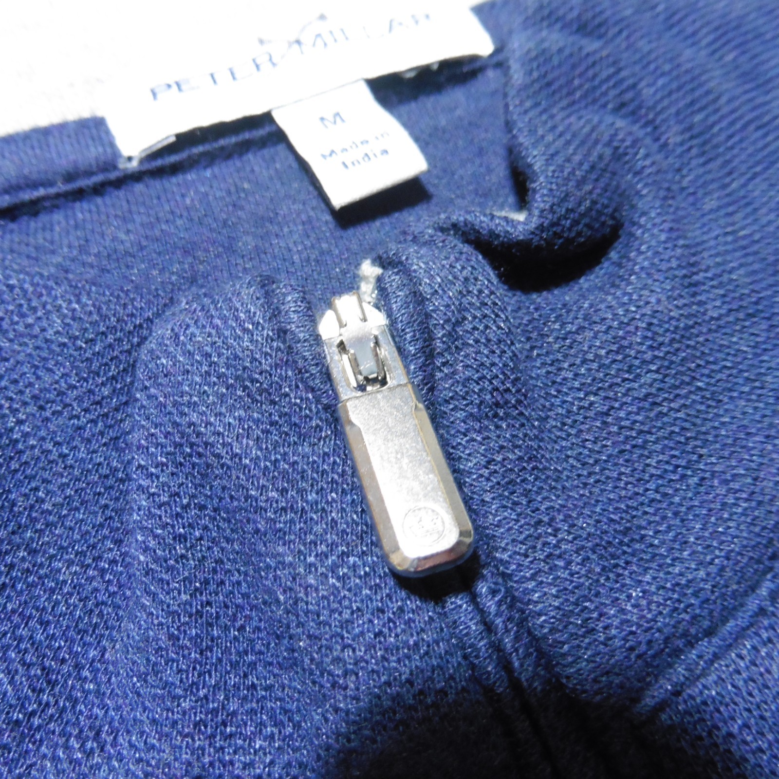 PETER MILLAR Mens M MEDIUM PULLOVER NAVY BLUE CROWN COMFORT 1/4 ZIP POLO SWEATER