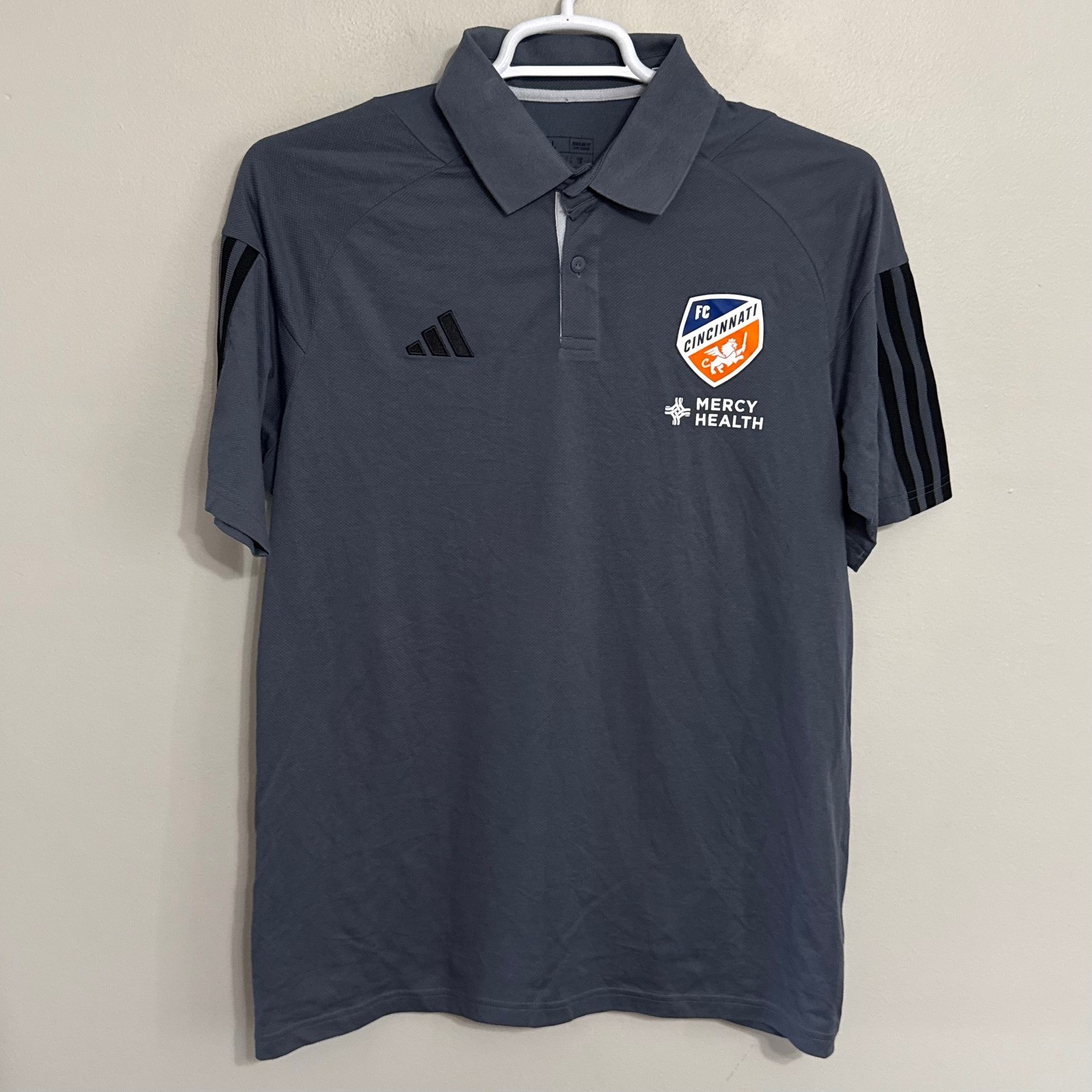 Adidas Mens Large FC Cincinnati FCC Mercy Health Regular Fit Golf Polo Shirt MLS