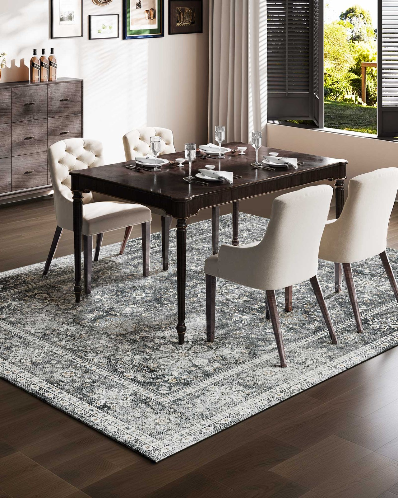 8 x 10ft Area Rug Floor Mat Indoor Carpet Washable Vintage Throw Rugs Anti Skid