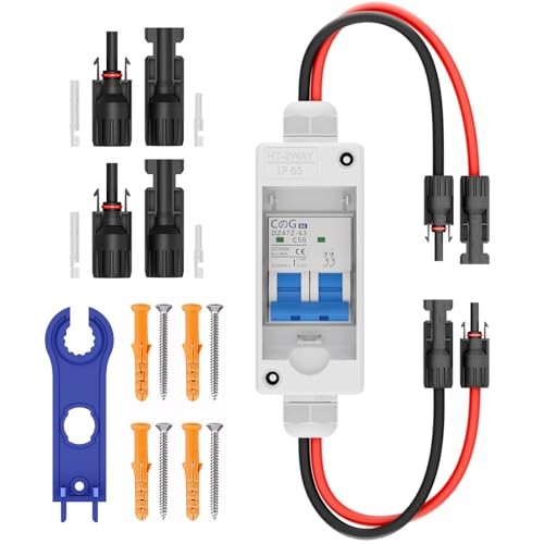 Solar Panel Disconnect Switch, 50 Amp DC 1000V Breaker Box PV DC1000V 50A