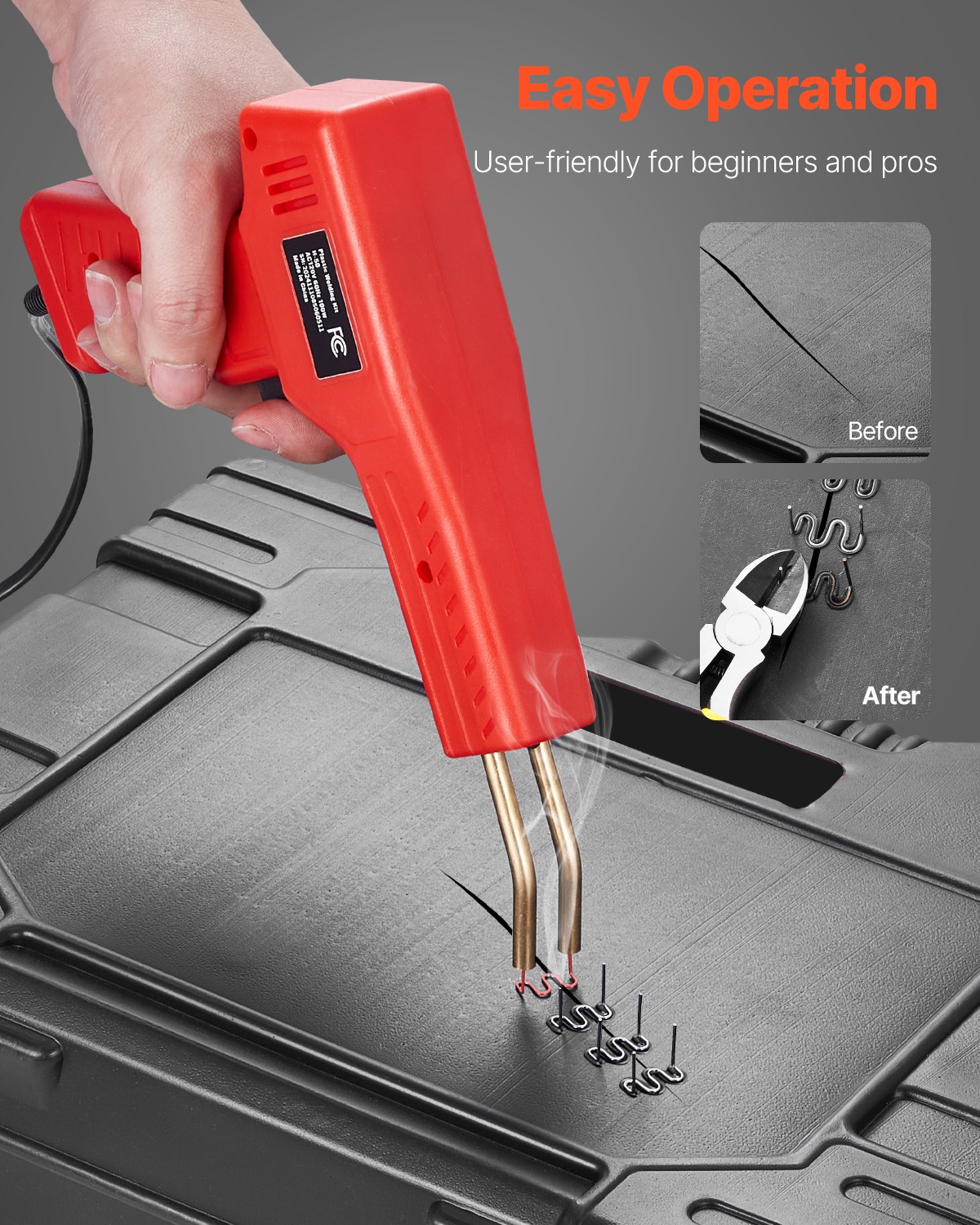 VEVOR Plastic Welder Kit 100W Plastic Welder Gun and Iron 1000 Staples&60 Rods