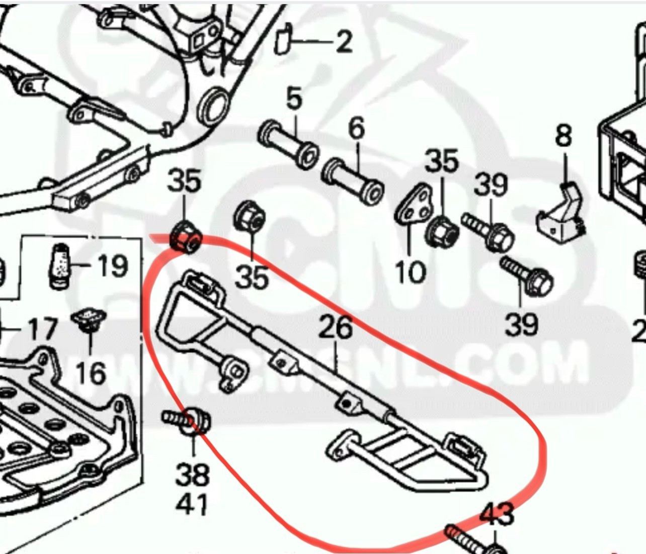HONDA BIG RED 250 250ES HEEL GUARD FOOT REST 85-88 HONDA BIG RED