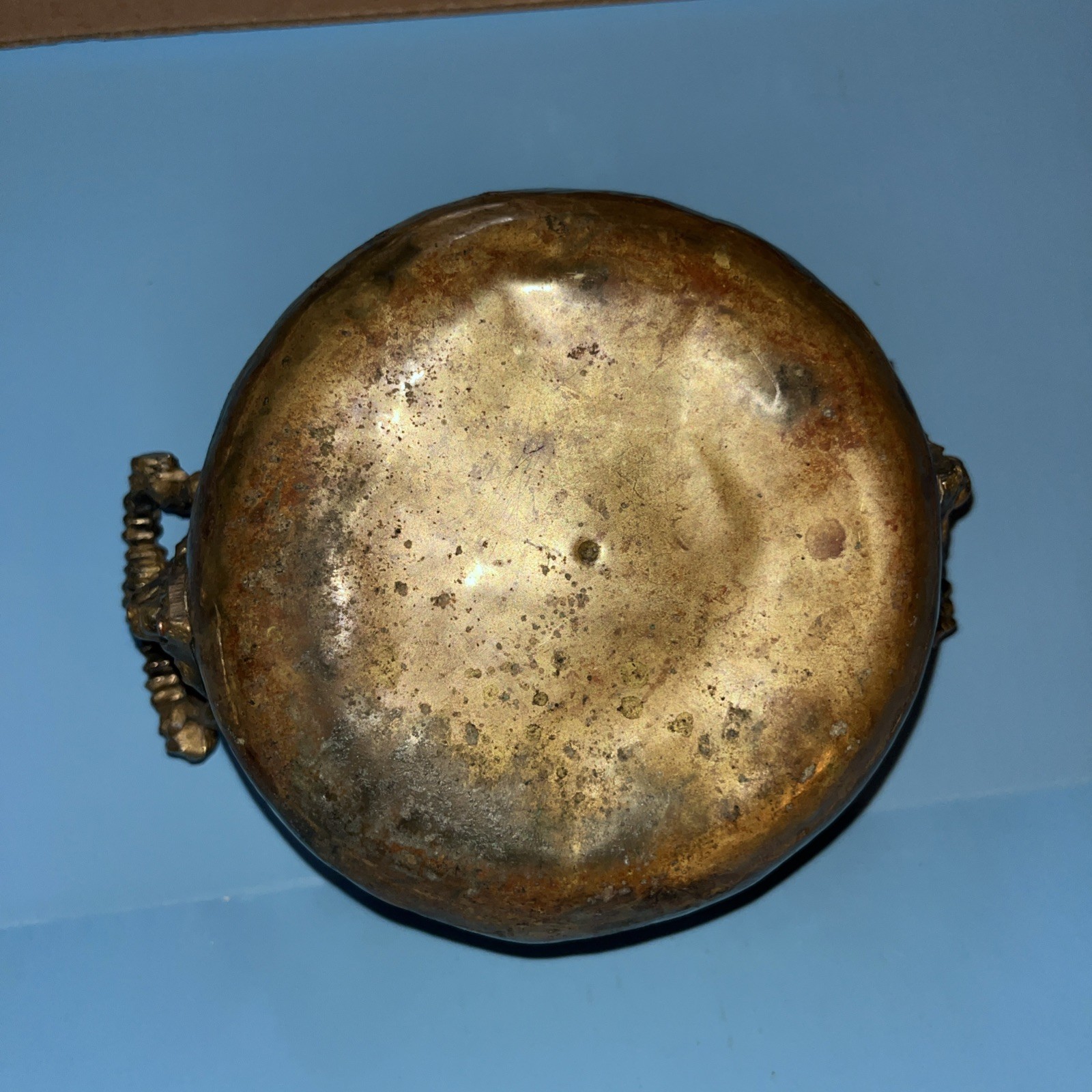 ANTIQUE Brass Planter with Lion Head Handles Round Flower Pot BEAUTIFUL