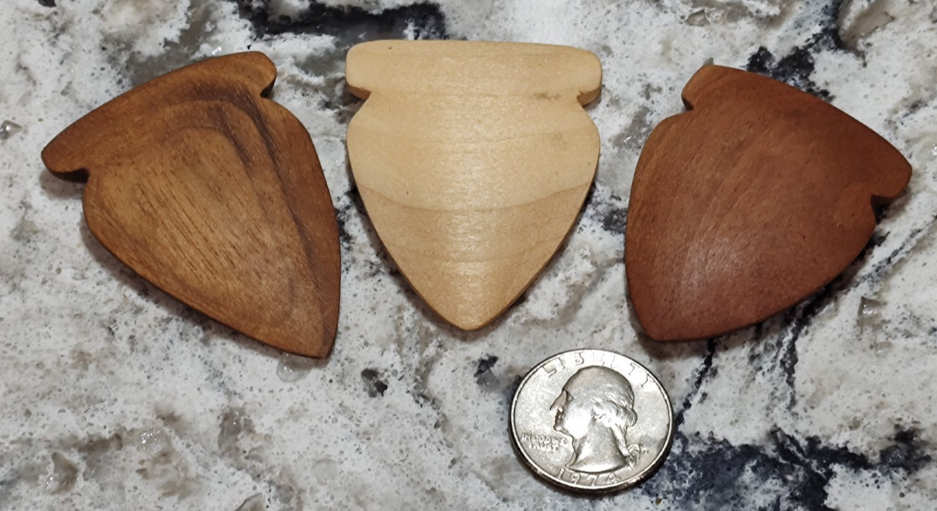 3 NATIVE AMERICAN STYLE ARROWHEAD - MADE IN THE USA OUT OF WOOD - 2 INCH LONG