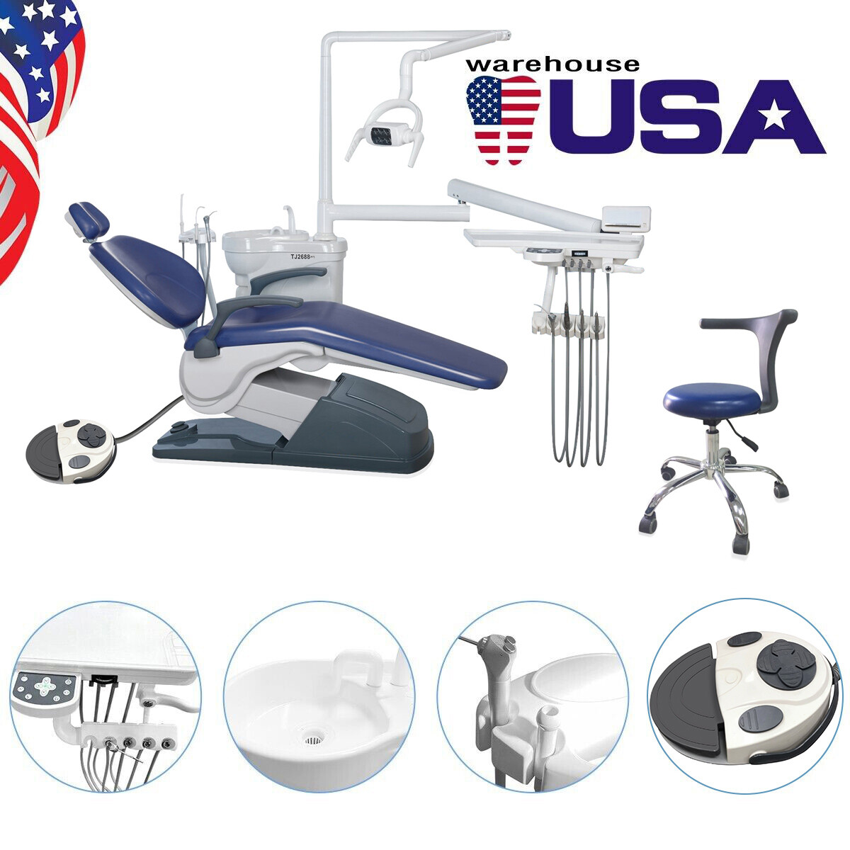 Dental Unit Chair Hard Leather+Dentist Stool + DDS+ New Foot Pedal Unidad silla