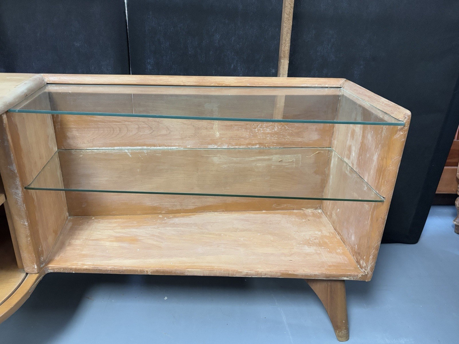 Heywood Wakefield Mid Century Modern Sculptura Vanity & Mirror Needs Refurbish