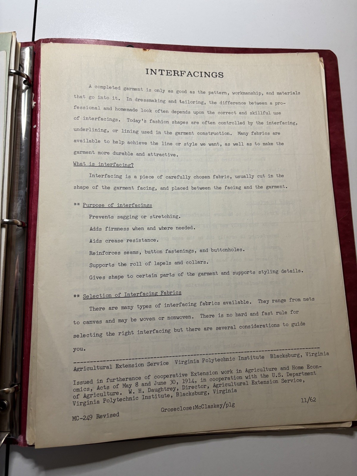 Virginia Polytechnic Inst. & other Sewing/Dressmaking Lessons & Texts-Vintage