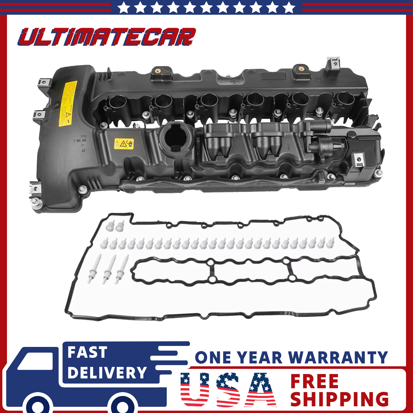 Valve Cover W/ Gasket & Bolts For BMW 135i 335i 535i 740i N54 Z4 X6 11127565284