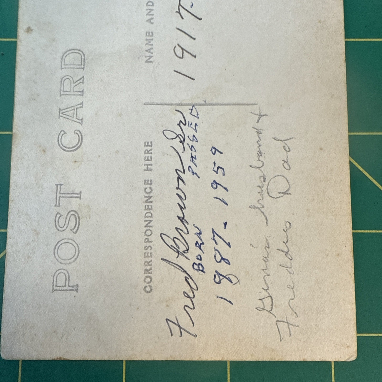 WW1 Photo Postcard Named RPPC