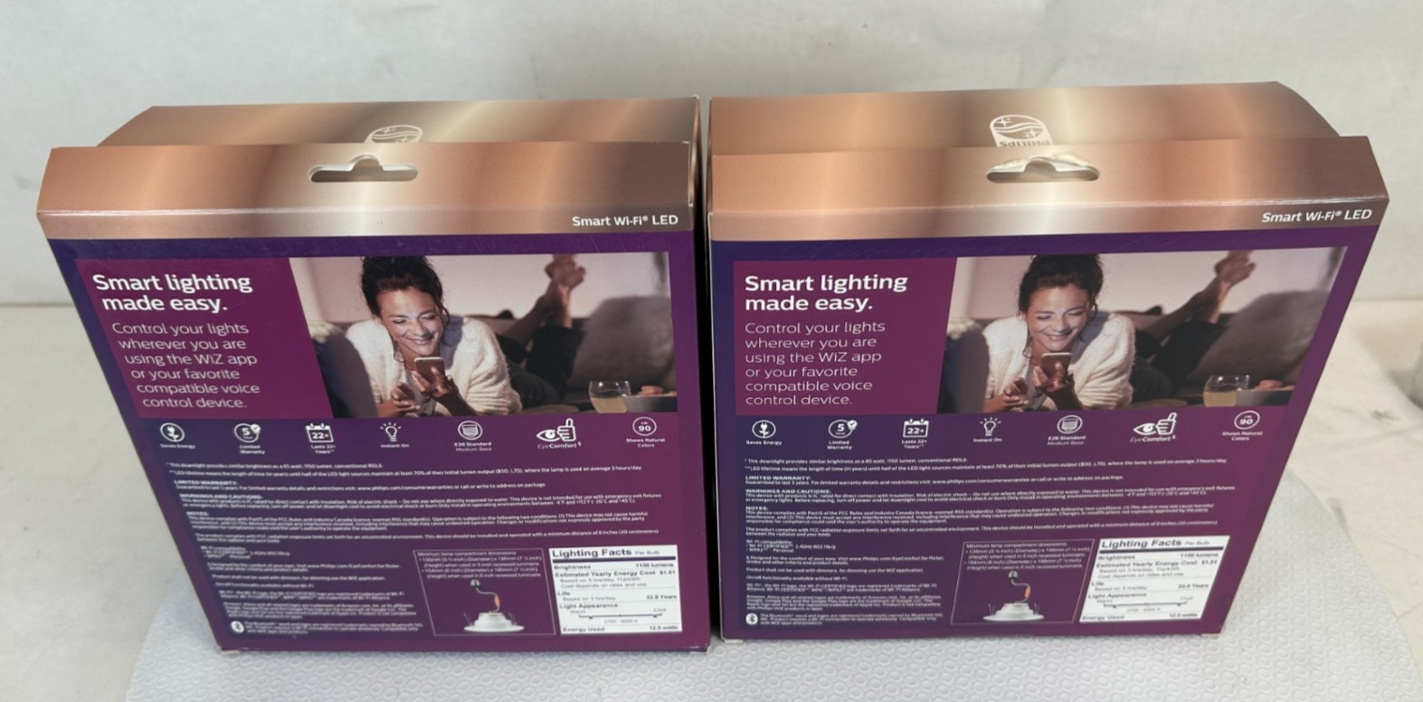 Lot of 2- Philips Smart Wi-Fi 85W 6” Recessed Downlight -WiZ Connected- FREE S/H