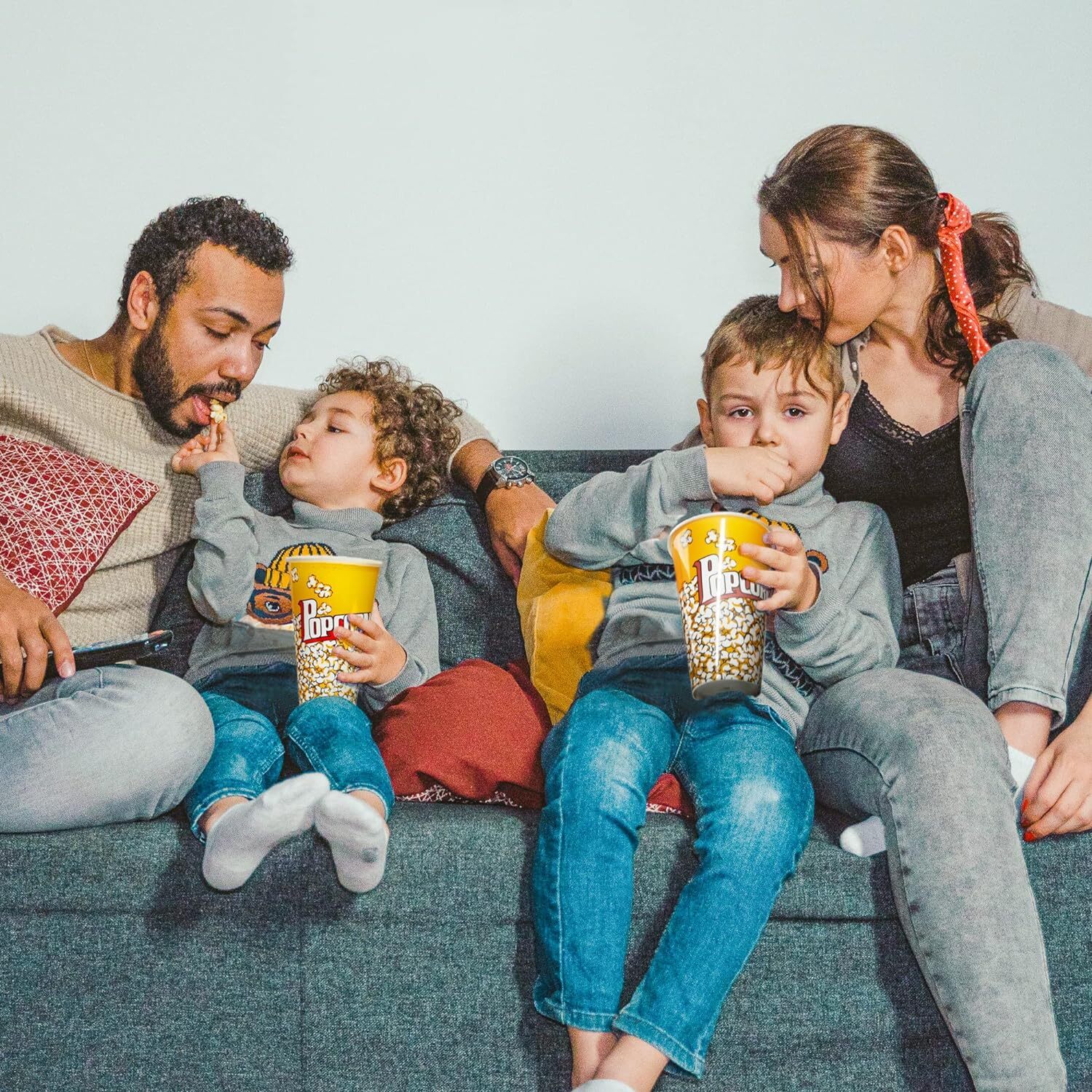 Retro Style Plastic Popcorn Containers Boxes Bucket for Movie Night (3 Pack)